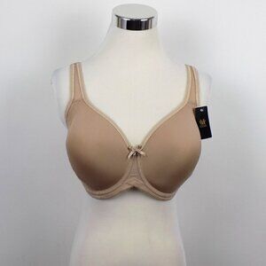 Wacoal Contour Bra Size 32G Underwire Tan Lace Trim Pin Dot